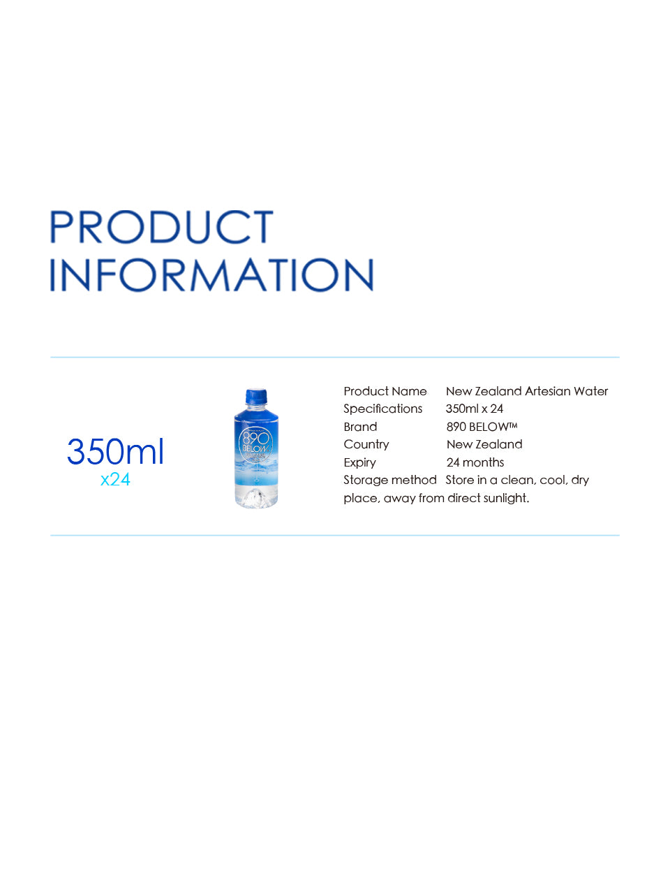 890 BELOW™ New Zealand Artesian Water 350ml x 24